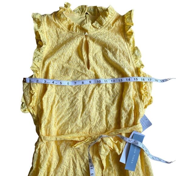 London Times Women's Ruffle Neck and Armhole Dress with Waist Tie Size 8 - Picture 11 of 12